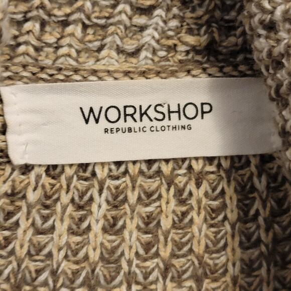 Workshop Republic Clothing Cardigan Sweater Beige Grandpa Sweater Medium - Picture 3 of 12